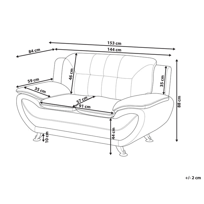 Beliani - LEIRA - Tweezitsbank - Zwart - - Kunstleer