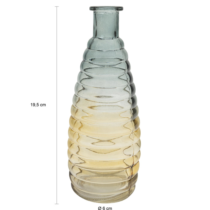 QUVIO Glazen vaas met patroon, geel|blauw - Hoogte 19,5 cm