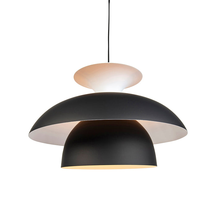 QAZQA Moderne ronde hanglamp zwart met wit 3-laags - Titus