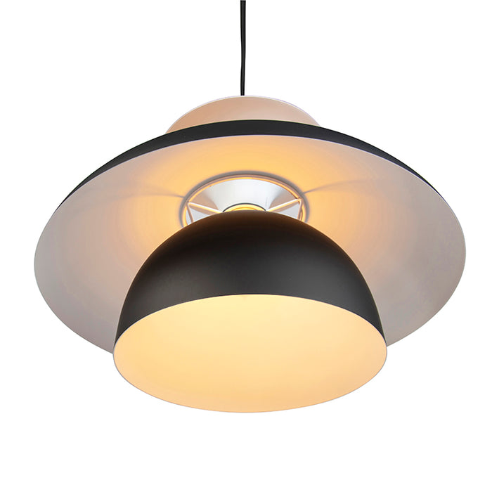 QAZQA Moderne ronde hanglamp zwart met wit 3-laags - Titus