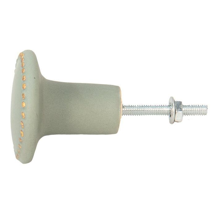 Clayre & Eef Deurknop  Ø 4 cm Groen Goudkleurig Keramiek Meubelknop