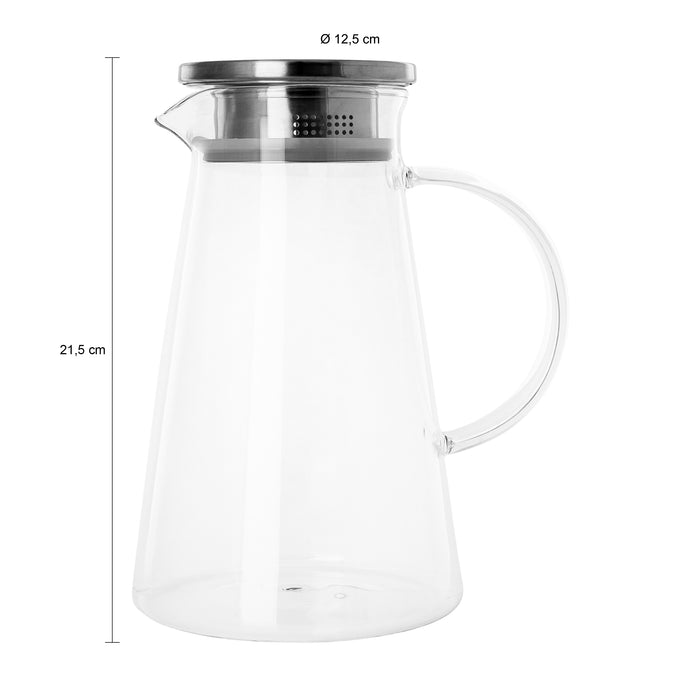 Krumble Karaf met filter, handvat en aluminium deksel - 1,2 L - Glas