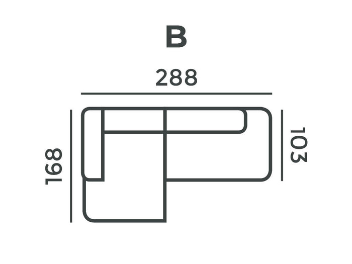 4X6 SOFA X6 modulaire hoekbank B rechts  beige melange - 288 cm