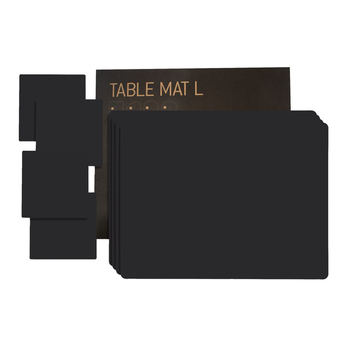 LIND DNA Nupo Square Placemats 4 st. + Onderzetters 4 st. - Black