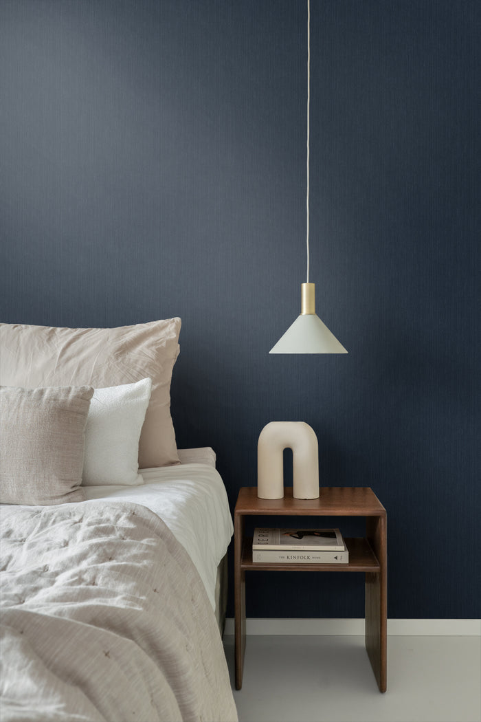 ESTAhome behang effen denim jeans structuur donkerblauw - 0,53 x 10,05