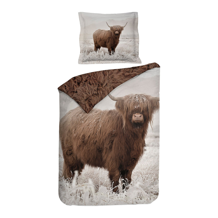 Heckett & Lane Curtis Dekbedovertrek 140 x 200TC/220 cm - Taupe/Grijs