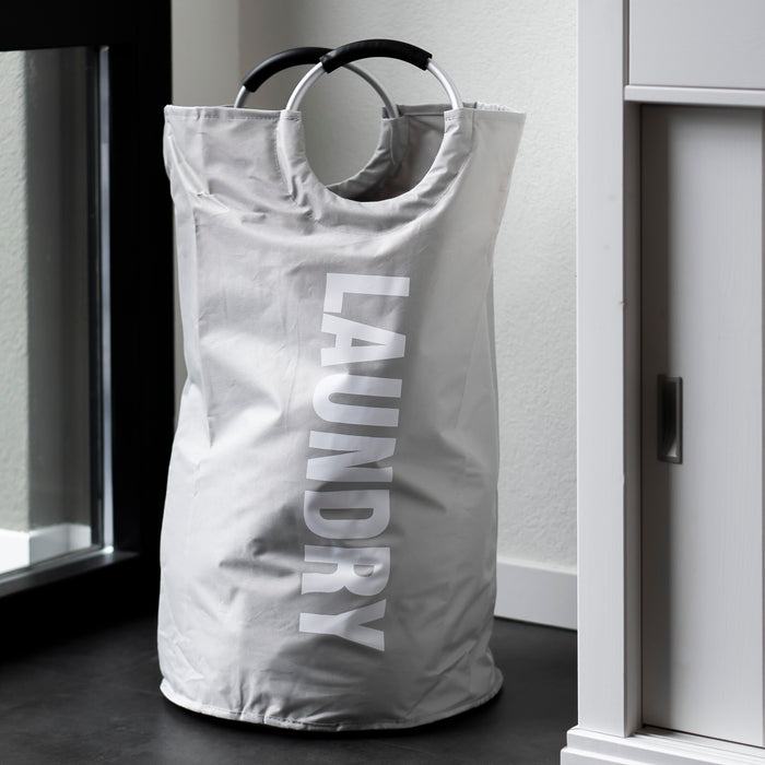 QUVIO Wasmand met handvaten - LAUNDRY - Lichtgrijs