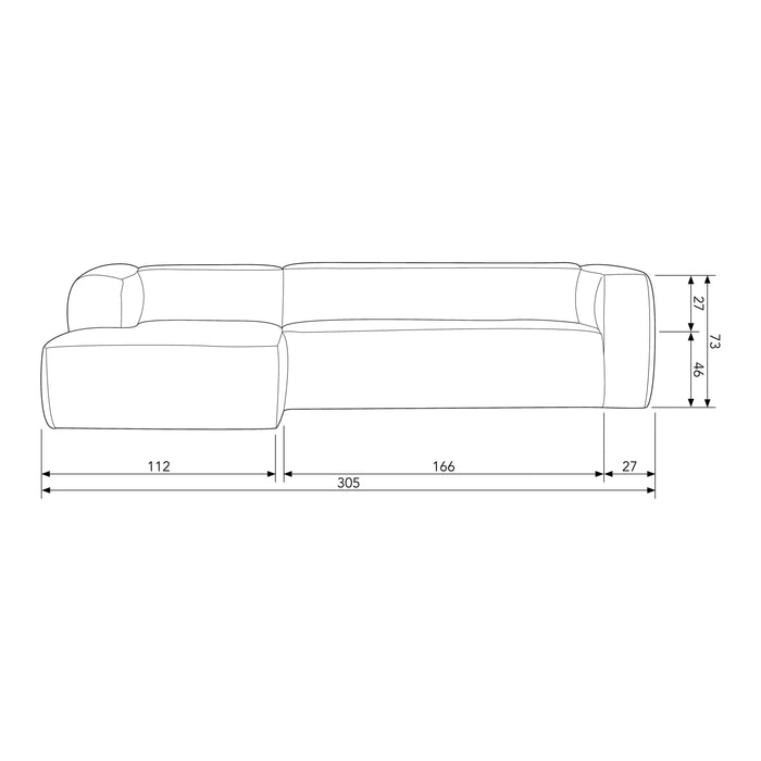 WOOOD Bean Hoekbank met Chaise Longue Links - Melange - Beige