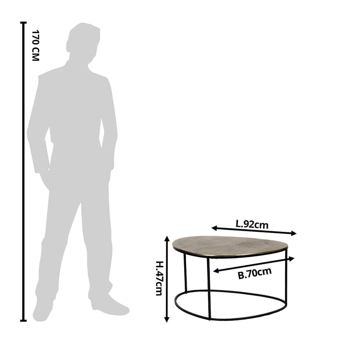 Clayre & Eef Salontafel  92x70x47 cm Goudkleurig Aluminium Bijzettafel