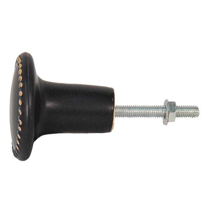 Clayre & Eef Deurknop  Ø 4 cm Zwart Goudkleurig Keramiek Meubelknop