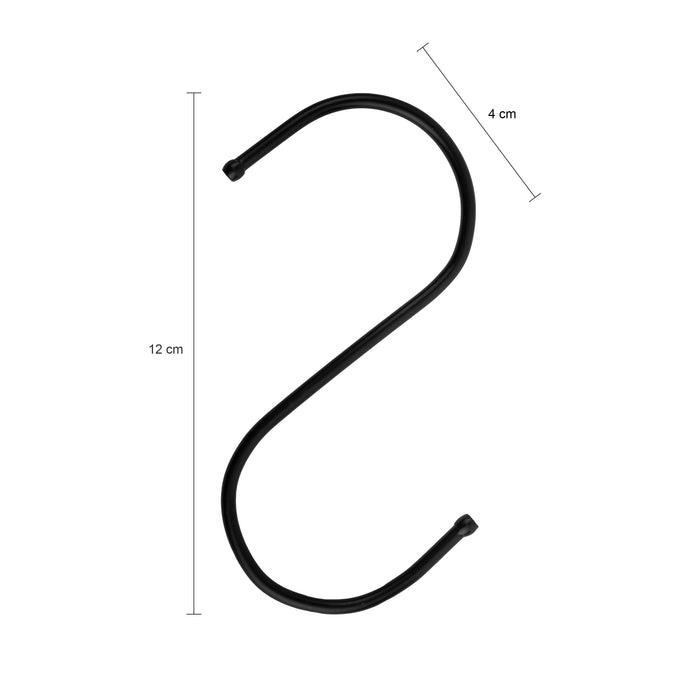 QUVIO Ophanghaken - RVS - zwart - L - 12 cm (h) - 10 stuks
