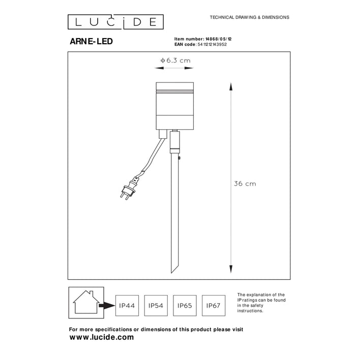Lucide ARNE-LED Tuinspot - Mat chroom