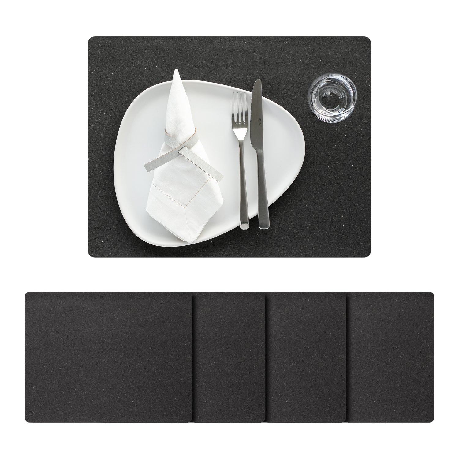 LIND DNA Core Square Placemats 4 st. + Onderzetters 4 st.- Flecked Anthracite