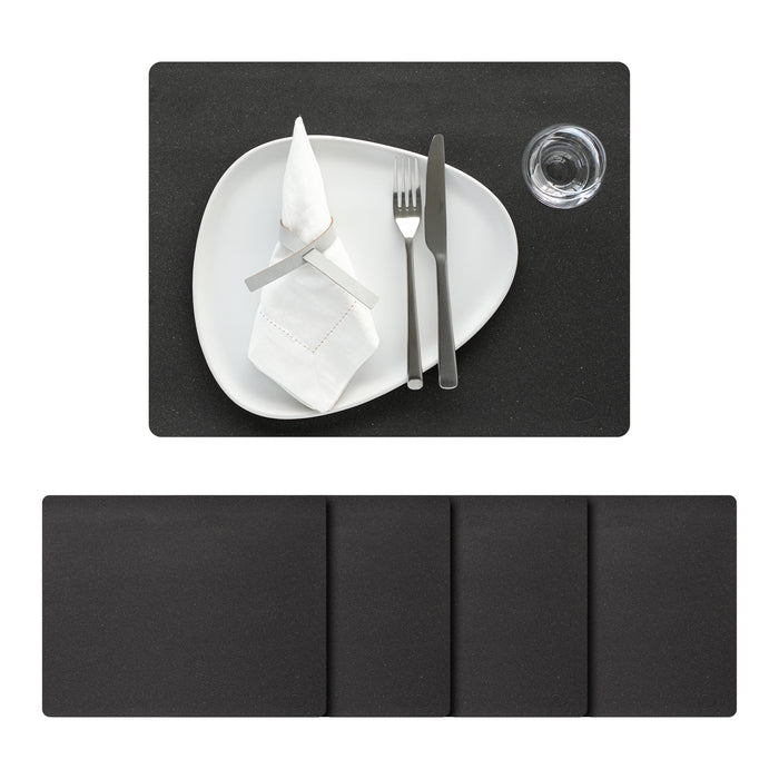 LIND DNA Core Square Placemats 4 st. + Onderzetters 4 st.- Flecked Anthracite