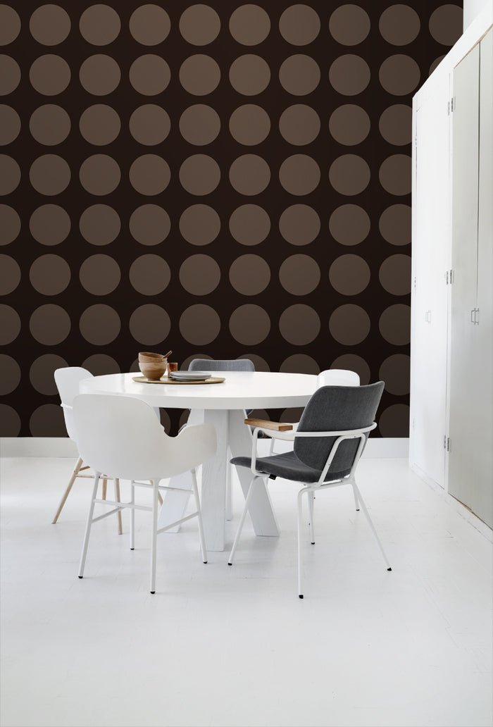 ESTAhome behang bollen op linnenstructuur bruin - 135423 - 53 cm x 10,