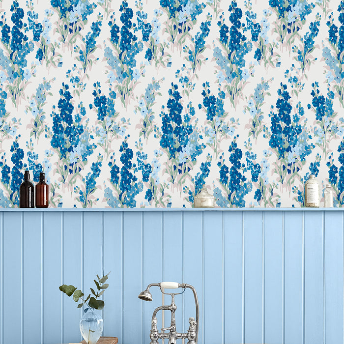 Laura Ashley Stocks Behang - Bloemen - 10mx52cm - Blauw