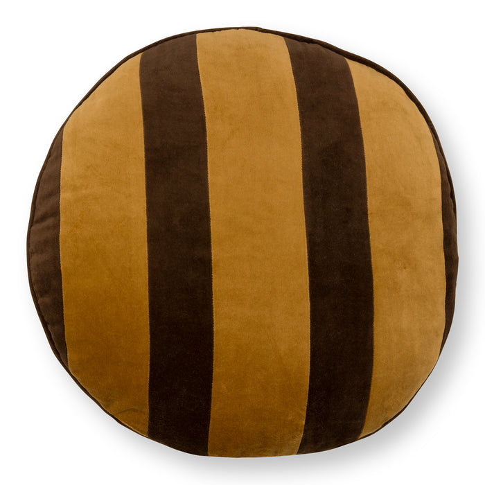 vtwonen Round Cotton Velvet Sierkussen Ø 40 cm - Gold Brown