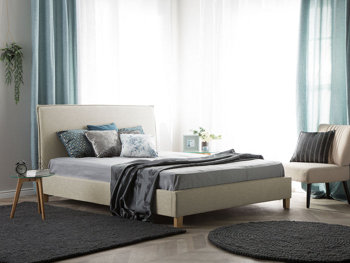 Beliani - SENNEZ - Tweepersoonsbed - Beige - 180 x 200 cm - Polyester