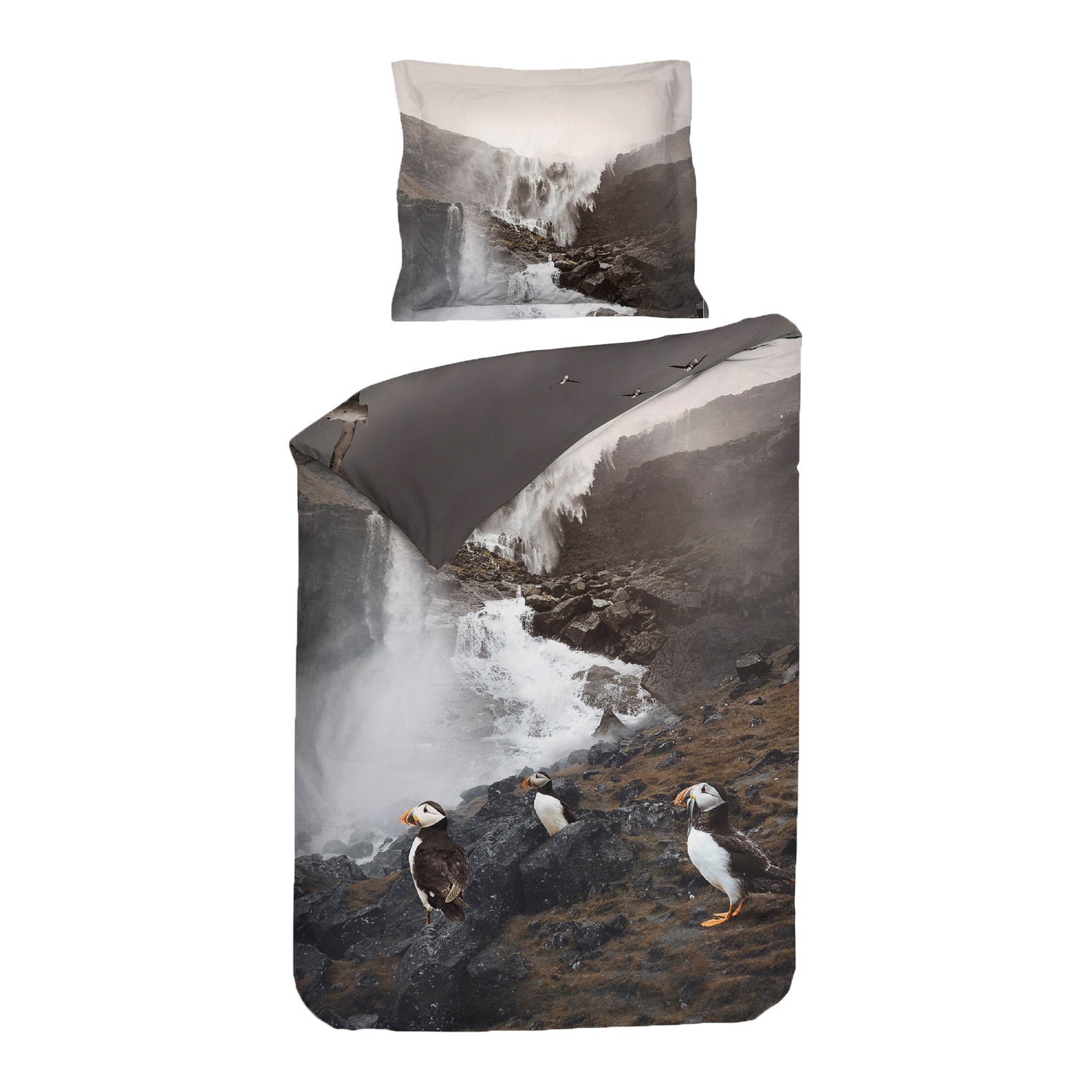 Heckett & Lane Laurien Dekbedovertrek 140 x 200/220 cm - Wit/Grijs