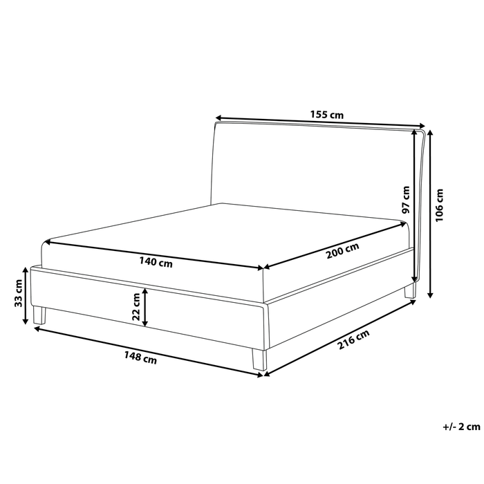 Beliani - SENNEZ - Tweepersoonsbed - Beige - 140 x 200 cm - Polyester
