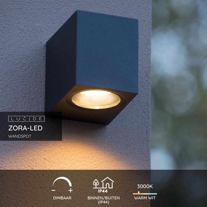 Lucide ZORA-LED Wandspot - Zwart