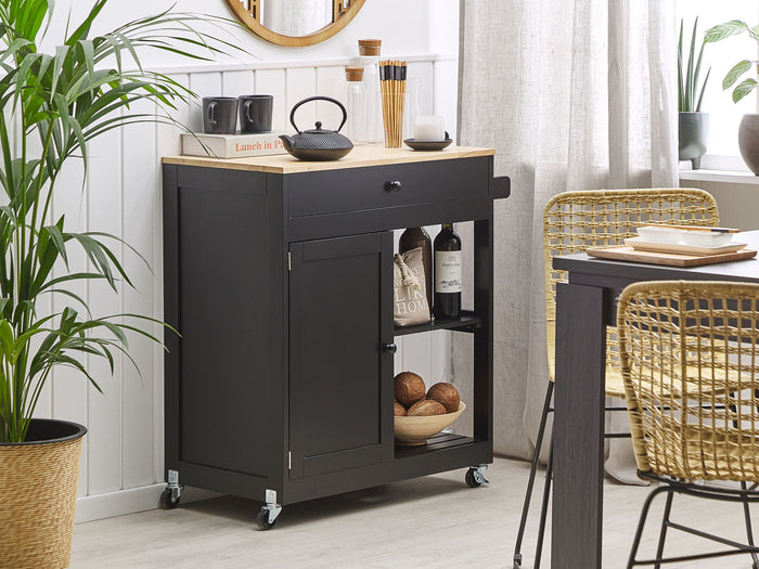 Beliani - TRAPANI - Keukentrolley - Zwart - MDF