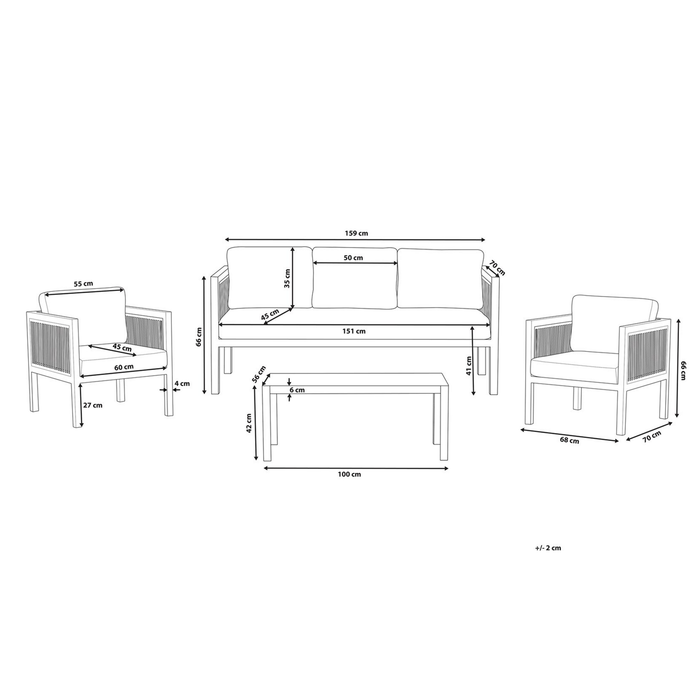 Beliani - BORELLO - Loungeset voor 5 - Wit - Aluminium
