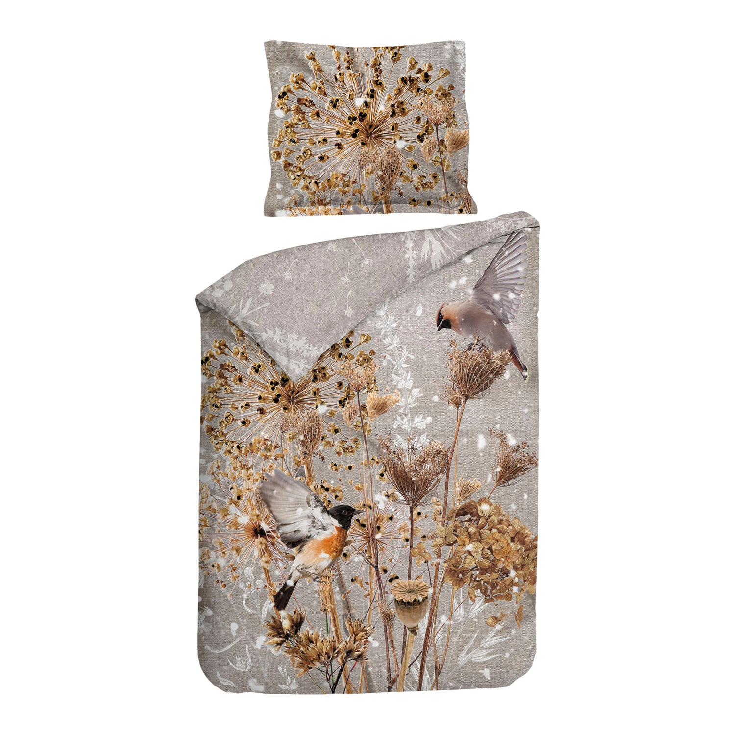 Heckett & Lane Malthe Dekbedovertrek 140 x 200TC/220 cm - Taupe/Grijs