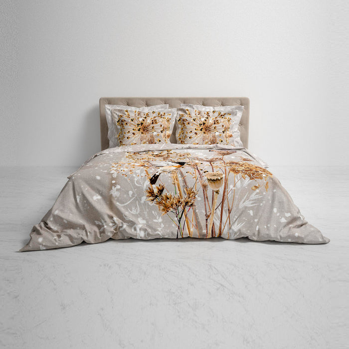 Heckett & Lane Malthe Dekbedovertrek 140 x 200TC/220 cm - Taupe/Grijs