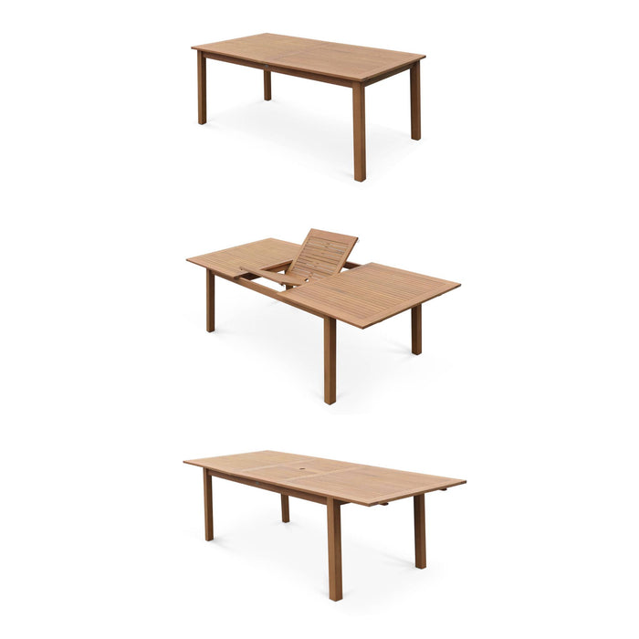 sweeek - Uitschuifbare houten tuintafel, 8 stoelen
