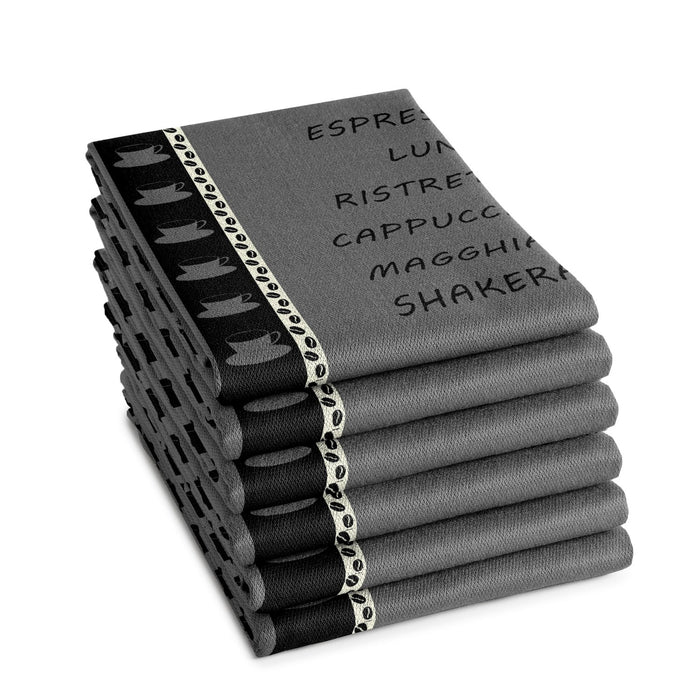 DDDDD theedoek Ristretto- 60x65cm - Antraciet - 6 stuks
