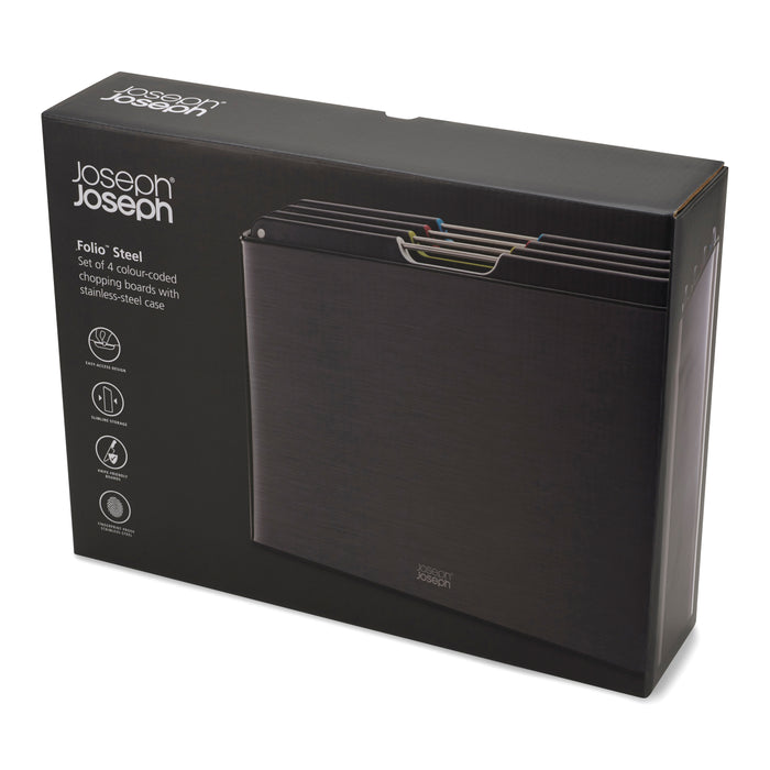 Joseph Joseph Folio Steel Snijplankset - Set van 4 - Zwart
