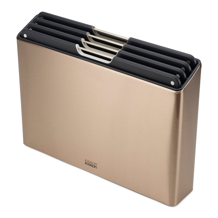 Joseph Joseph Folio Steel Snijplankset - Set van 4 - Roségoud / Zwart
