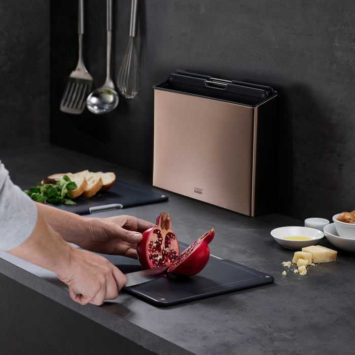 Joseph Joseph Folio Steel Snijplankset - Set van 4 - Roségoud / Zwart