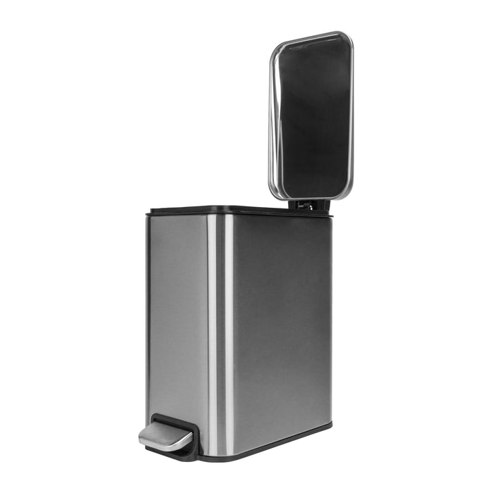 QUVIO Prullenbak vierkant - 5L - Metaal - Grijs