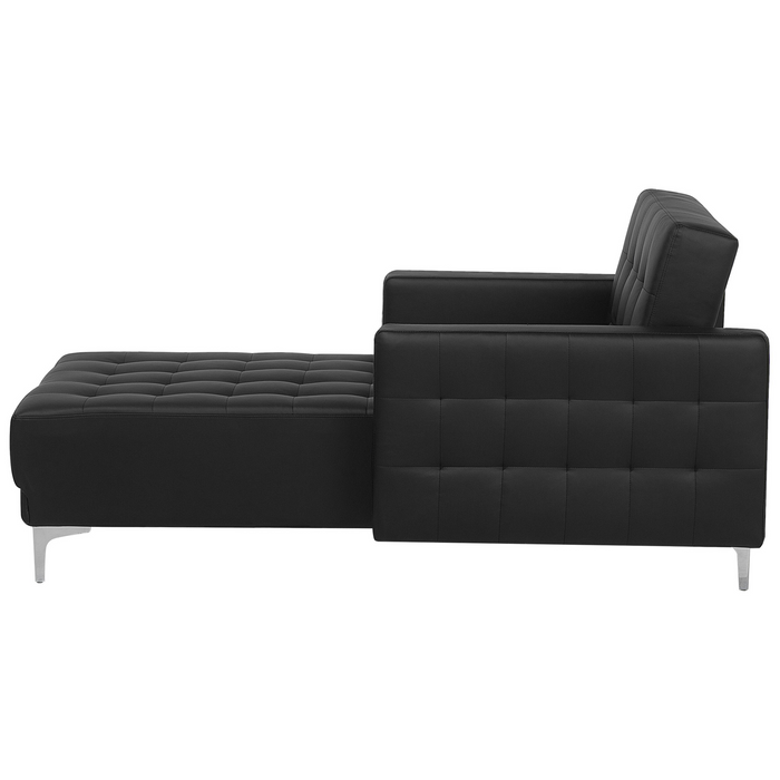 Beliani - ABERDEEN - Chaise longue - Zwart - Symmetrisch - Kunstleer