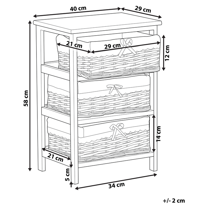 Beliani ZURI Opbergmeubel met 3 manden Wit