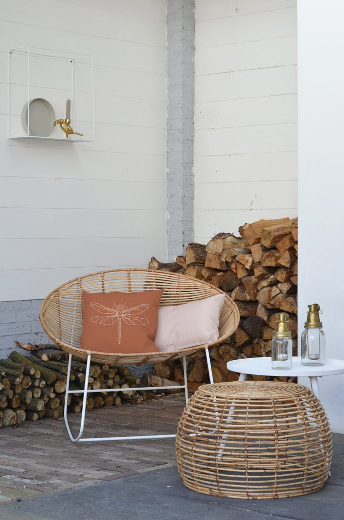 Villa Madelief roestbruin buitenkussen libelle (40x40cm)