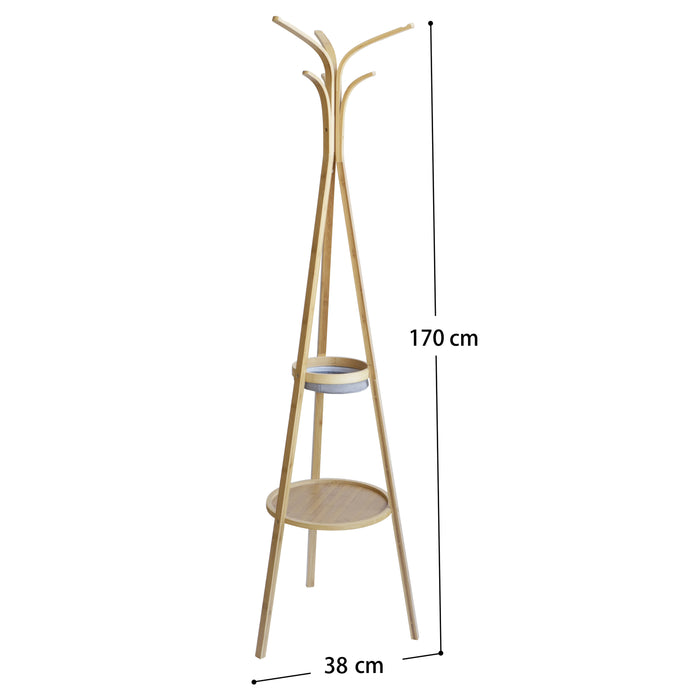 QUVIO Staande kapstok Bamboe - Lichtbruin