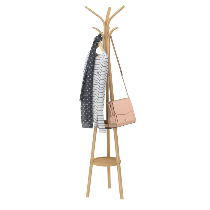 QUVIO Staande kapstok Bamboe - Lichtbruin