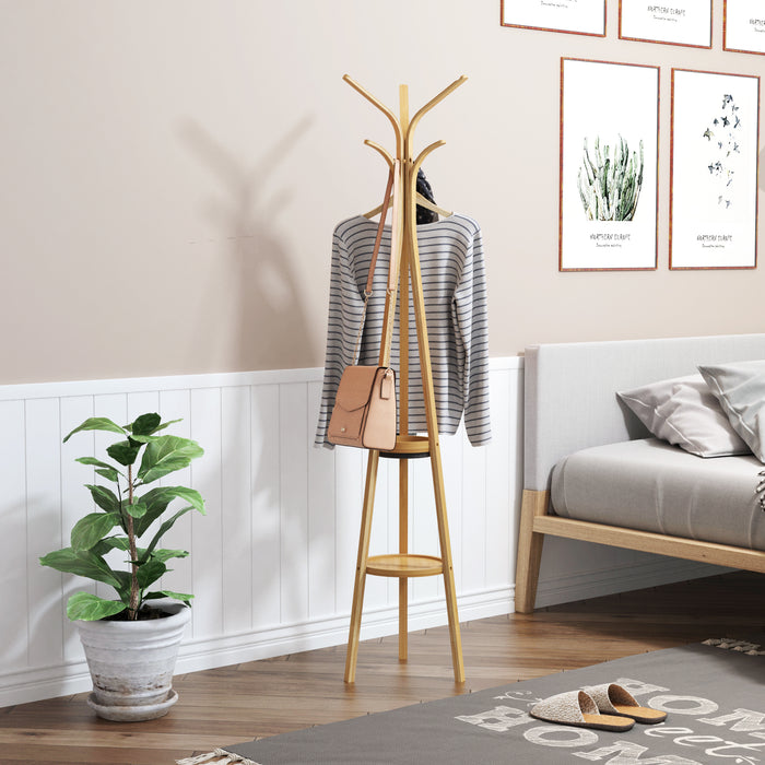 QUVIO Staande kapstok Bamboe - Lichtbruin
