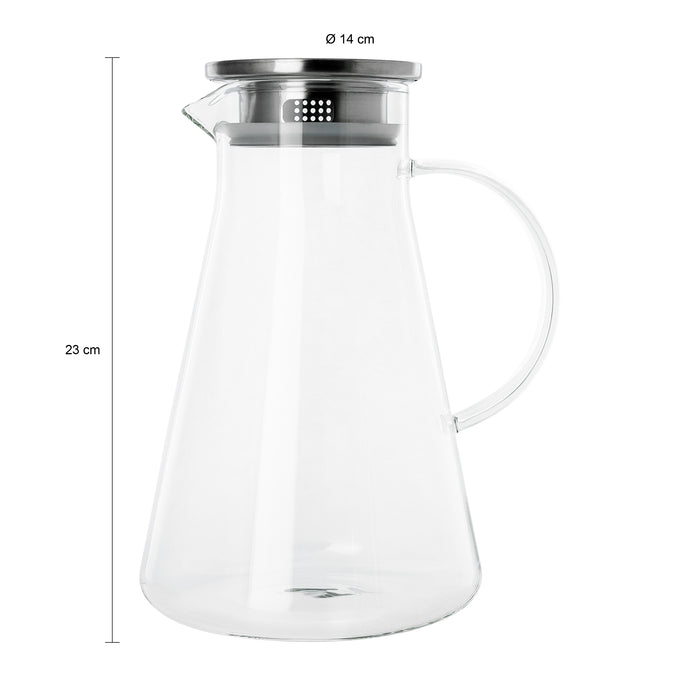 Krumble Karaf met filter, handvat en aluminium deksel - 1,8 L - Glas