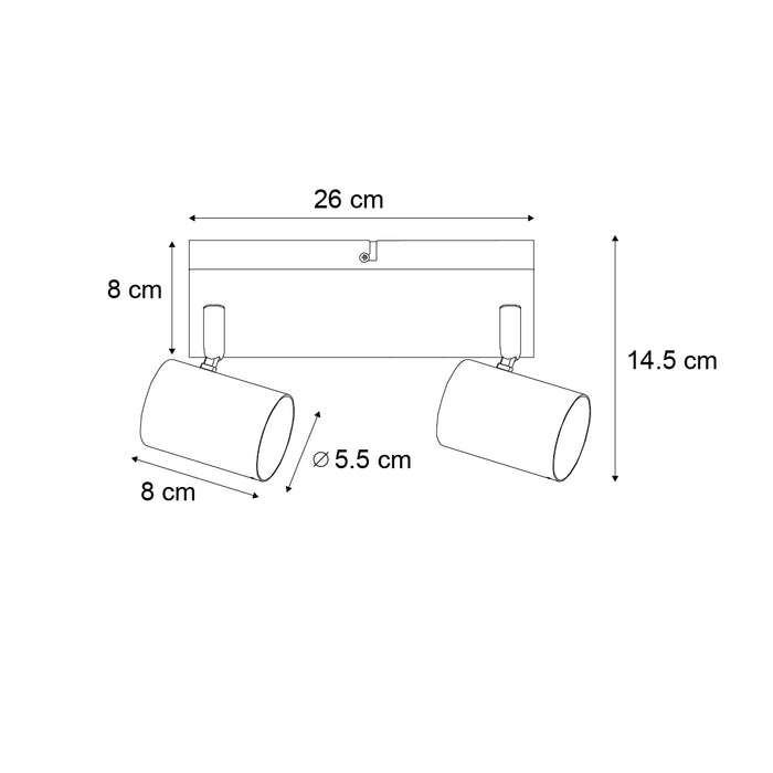 QAZQA Moderne plafondlamp zwart 2-lichts verstelbaar rechthoekig -