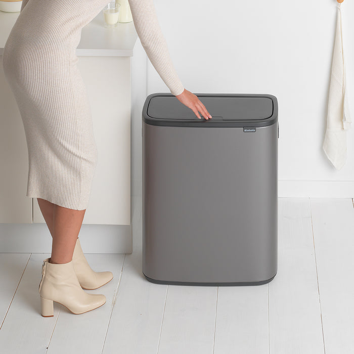 Brabantia Bo Touch Bin Afvalemmer 2 x 30 L - Platinum