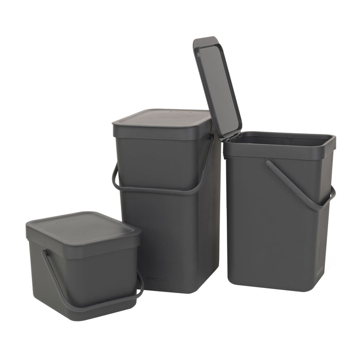 Brabantia Sort & Go Afvalemmer 6 L - Donkergrijs