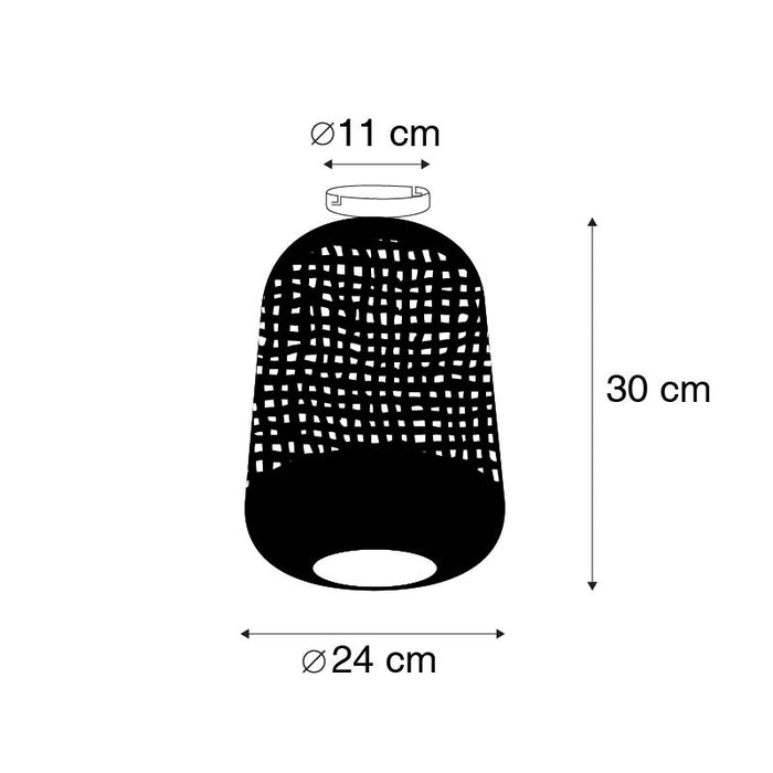 QAZQA Vintage plafondlamp zwart met messing - Kayleigh