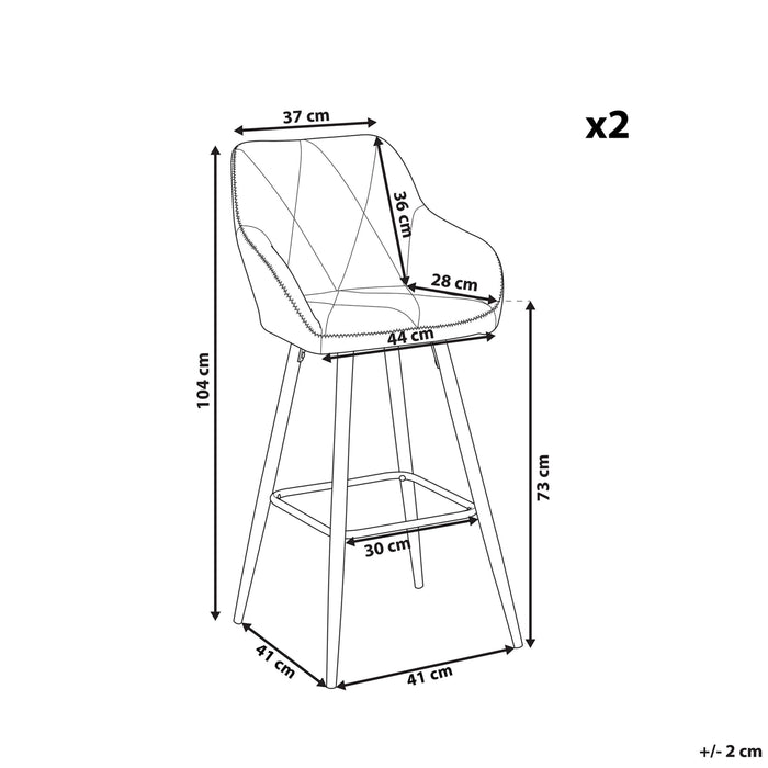 Beliani - DARIEN - Barkruk - Grijs - Polyester