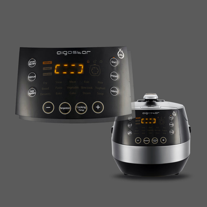 Aigostar Happy Chef 30IWY - pressure multicooker - Zwart|rvs