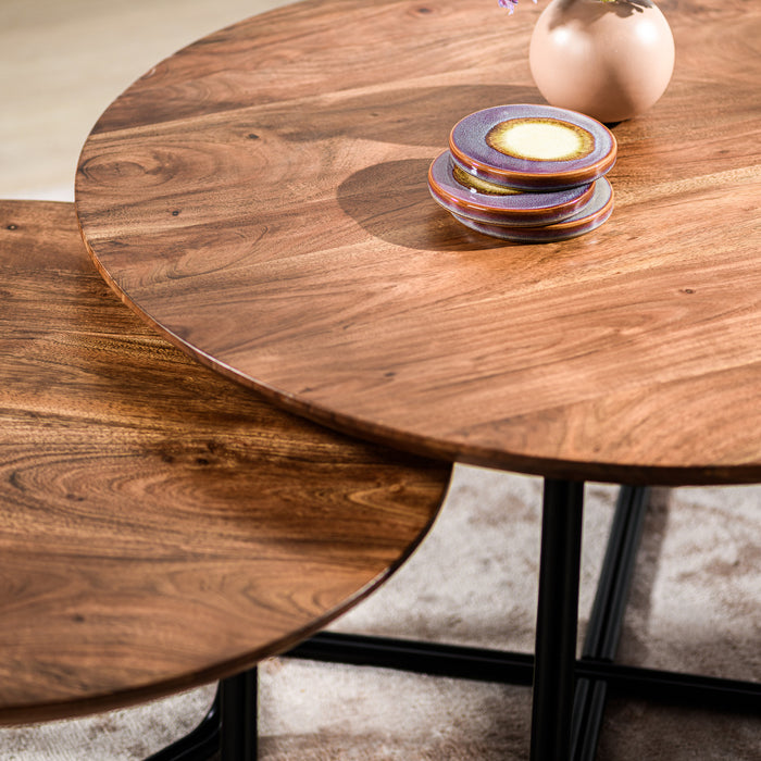 Duverger® Cross Scandinavian - Salontafels - set van 2 - rond - acacia