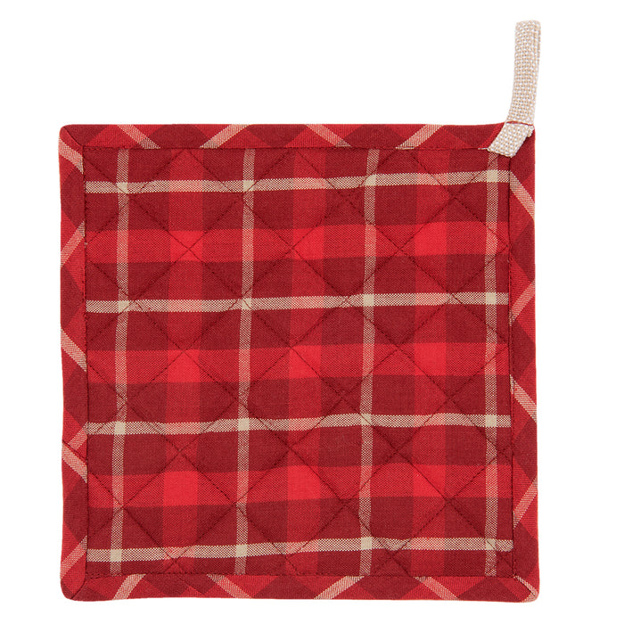 Clayre & Eef Pannenlap 20x20 cm Rood Beige Katoen Kerst